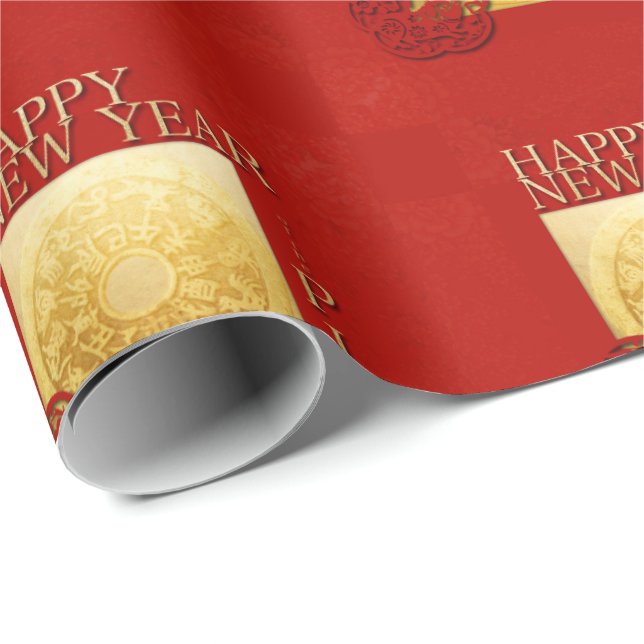 Papier Cadeau Zodiac Pig Papercut Chine Année 2019 Wrapping P (Coin rond)