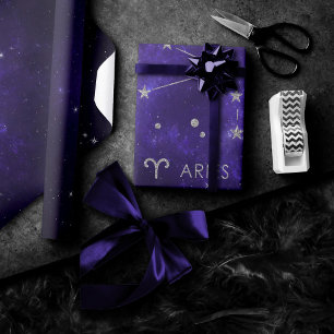 Papier Cadeau Zodiac Purple Aries   Horoscope d'astrologie cosmi