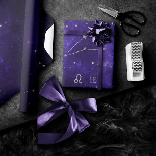 Papier Cadeau Zodiac Purple Leo   Horoscope d'astrologie cosmiqu
