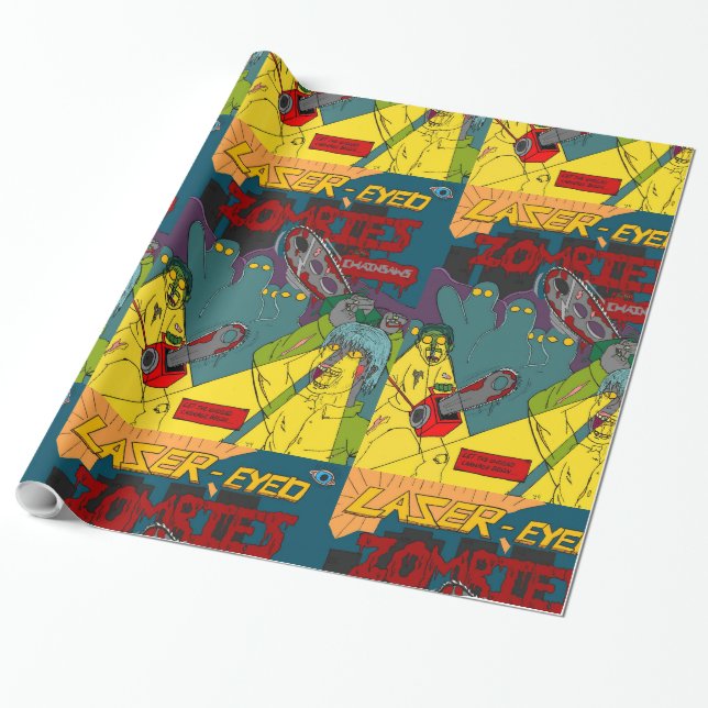 Papier Cadeau Zombies au laser avec papier d'enveloppement de tr (Déroulé)