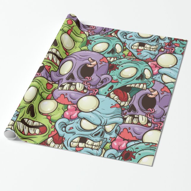 Papier Cadeau Zombies d'Halloween (Déroulé)