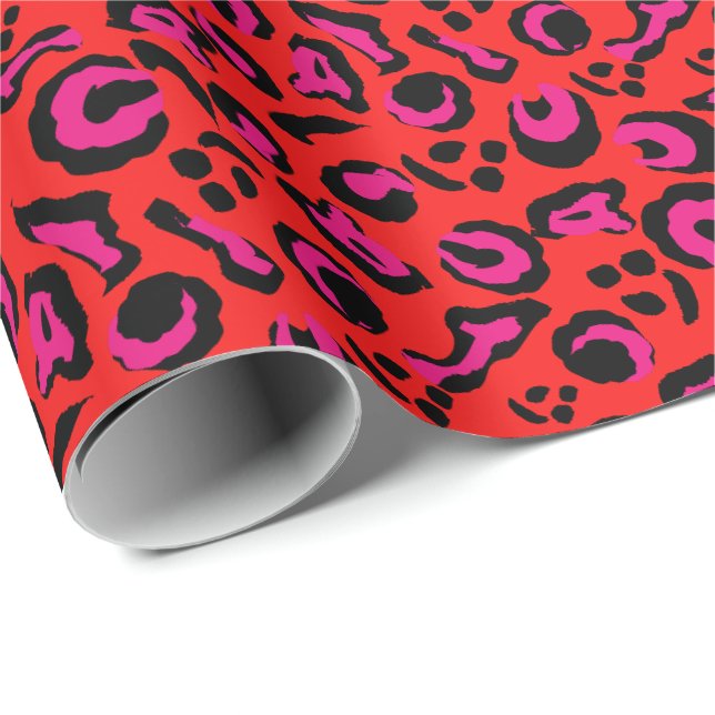 Papier Cadeau Zones léopards Peau animale Peau Abstraite rose ro (Coin rond)