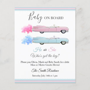 Papier Cadillac Car Baby à bord Genre révéler invitation