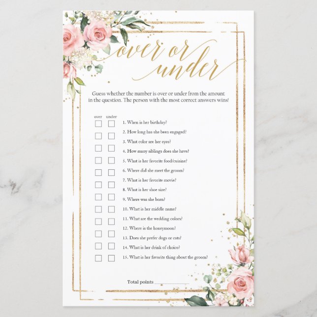 Papier Cadre doré rose floral sur ou sous le jeu (Devant)