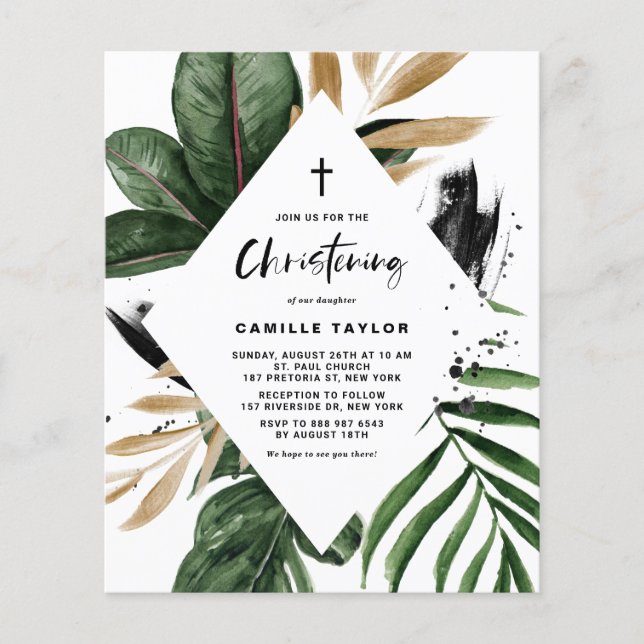 Papier Cadre Tropical Rustique Invitation Christening (Devant)