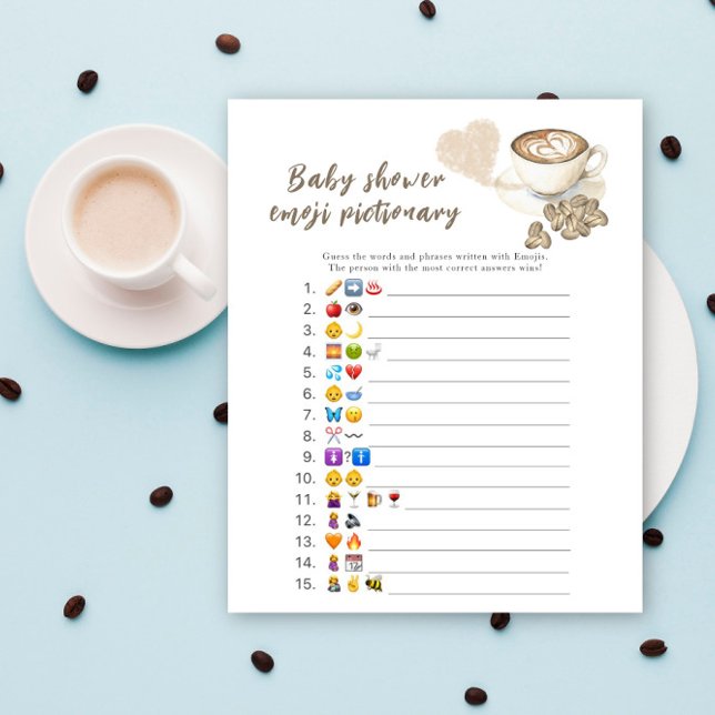 Papier Café brassage baby shower Emoji jeu photo (Créateur téléchargé)