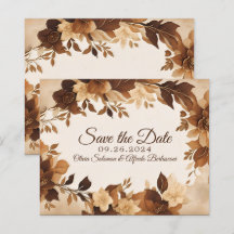 Café & Crème Automne Floral Thème Mariage inviter