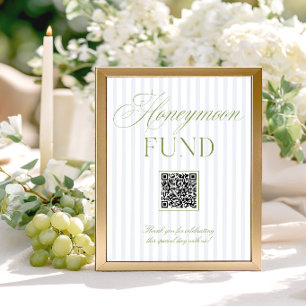 Papier Caisse de Noces Cadeaux Vert Sauge & Bleu Code QR