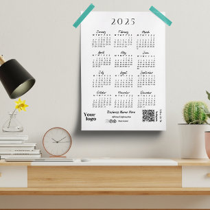 Papier Calendrier 2025 Année Typographie de script blanc