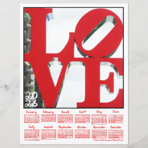 Papier Calendrier 2026 LO VE Love Park Photo Tissu Fonte