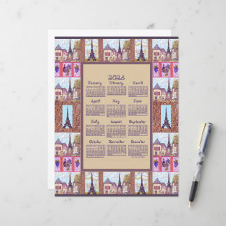 Papier Calendrier 2026 Paris Tour Eiffel Art Pointillisme