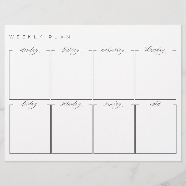 Papier Calendrier à double face du planificateur hebdomad (Devant)