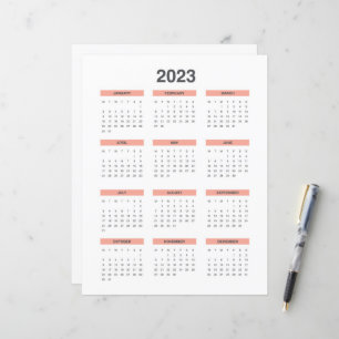 Papier Calendrier complet 2023 à partir du lundi