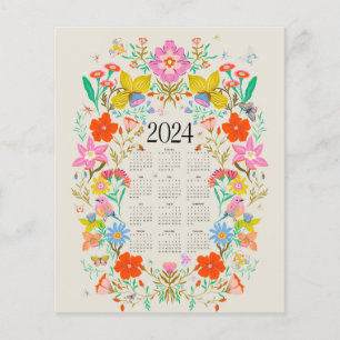 Papier Calendrier complet 2024 fleuri
