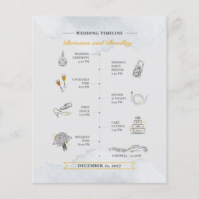 Papier Calendrier de bienvenue du Mariage budgétaire (Devant)