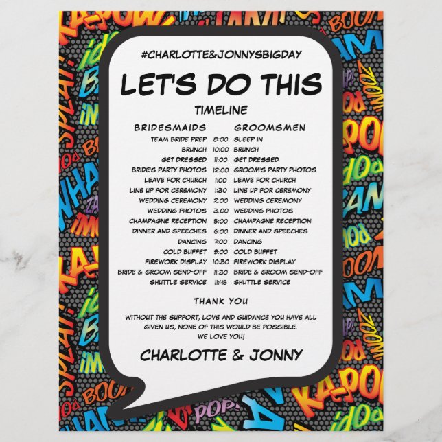 Papier Calendrier de Mariage de livre comique moderne (Devant)