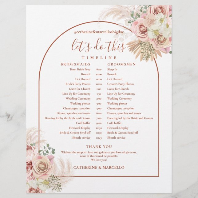 Papier Calendrier de mariage en terre cuite avec herbe de (Devant)