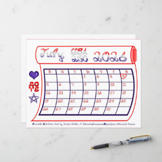 Papier Calendrier mensuel du sesquicentenaire USA 250 jui