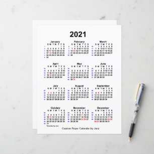 Papier Calendrier personnalisé des vacances de 52 semaine