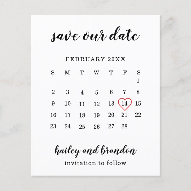 Papier Calendrier Red Heart Budget Wedding Enregistrer la (Devant)