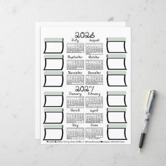 Papier Calendrier scolaire 2026-2027 en tissu avec caract