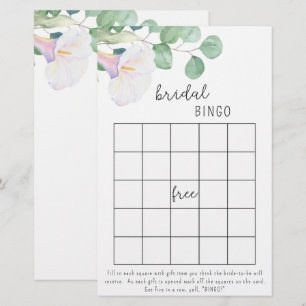 Papier Calla et eucalyptus - jeu de bingo de douche nupti