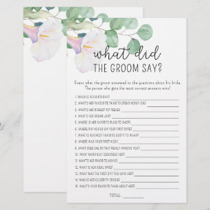 Papier Calla greenery, Qu'est-ce que le marié a dit jeu n