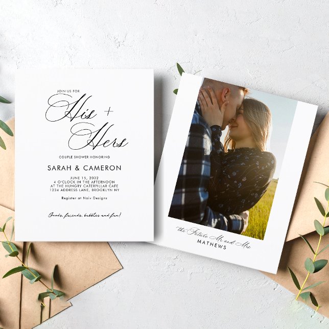 Papier Calligraphie BUDGÉTAIRE Son Couple Douche Photo (Créateur téléchargé)