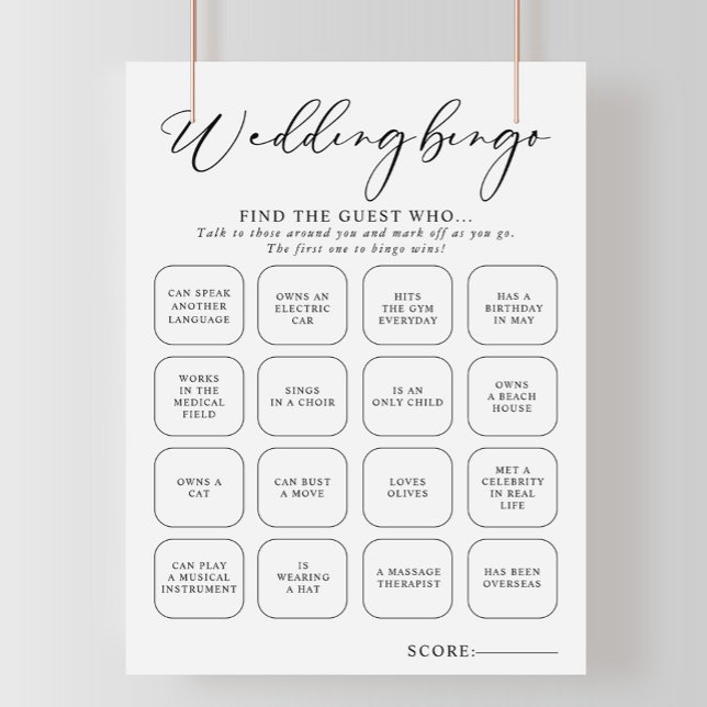 Papier Calligraphie Mariage noir et blanc Jeu de Bingo (Créateur téléchargé)