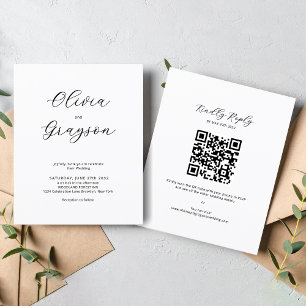 Papier Calligraphie minimaliste BUDGET Code QR RSVP Maria