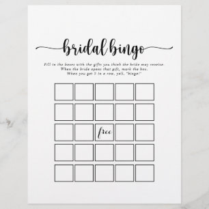 Papier Calligraphie minimaliste Jeu de bingo nuptiale