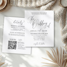 Calligraphie noir et blanc Budget Code QR Mariage
