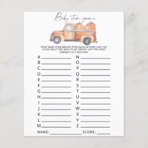 Papier Camion citrouille - Baby Item Game. Jeu baby showe