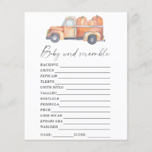 Papier Camion citrouille - Jeu de baby shower de course d