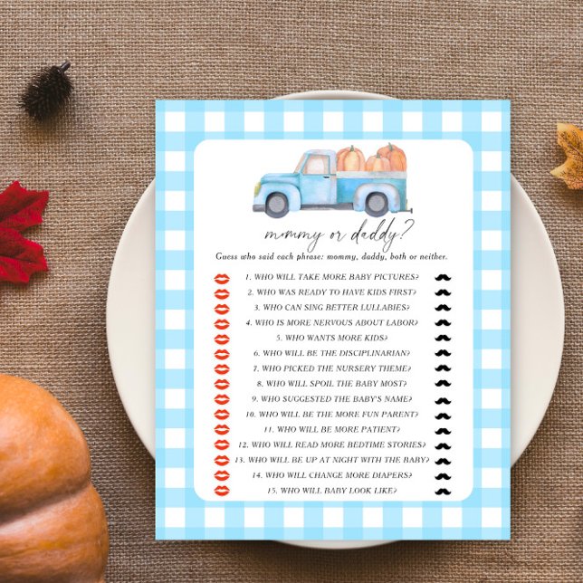 Papier camion citrouille - maman ou papa jeu baby shower (Créateur téléchargé)