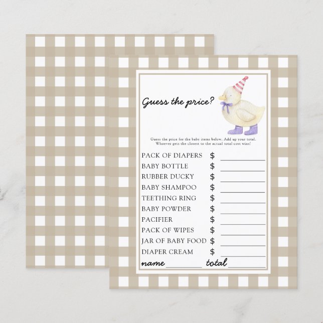 Papier Canard chanceux - Devinez le prix ! Jeu (Devant / Derrière)