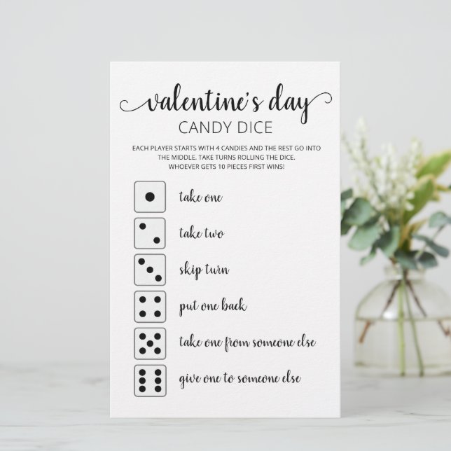 Papier Candy Dice Editable jeu Saint Valentin (Debout devant)