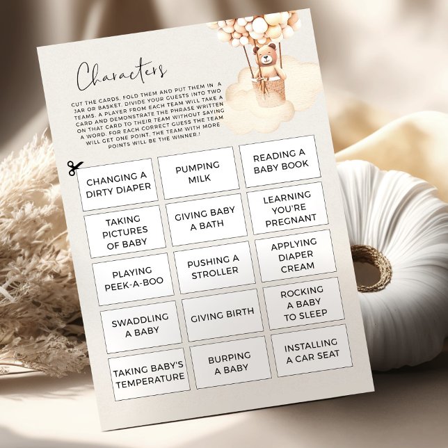 Papier Caractères du jeu Baby shower d'ours (Créateur téléchargé)