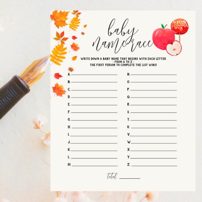 Papier Caramel Apple Red Baby shower Nom de course Jeu (Créateur téléchargé)