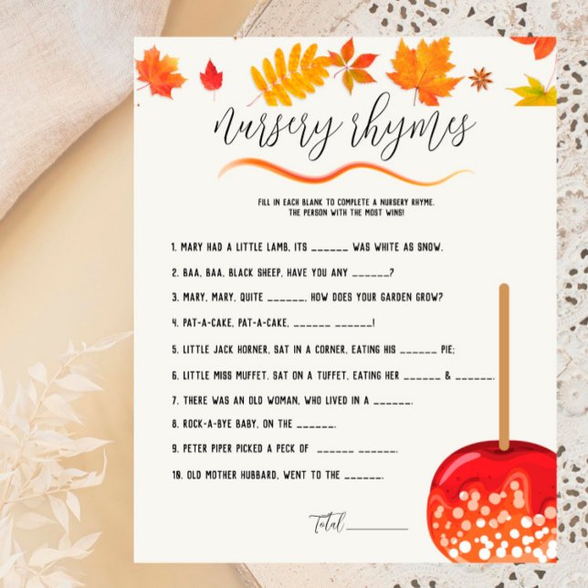 Papier Caramel Pomme rouge Baby shower pépinière rimes je (Créateur téléchargé)