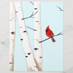 Papier Cardinal aux bouleaux