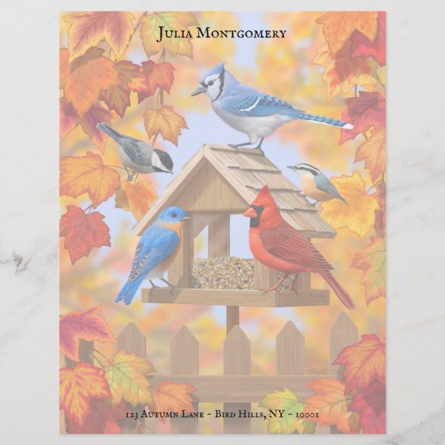 Papier Cardinal Jay Cardinal Bluebird Automne Oiseau nour (Devant)