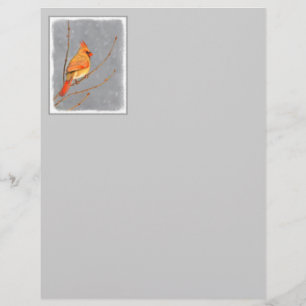Papier Cardinal sur branche - Art original d'oiseau