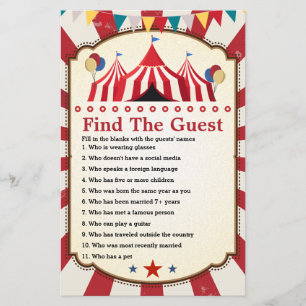 Papier Carnival Circus Anniversaire Trouvez le jeu d'invi