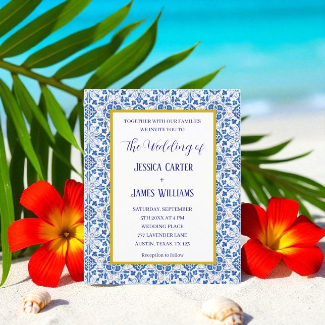 Papier Carreaux portugais rustiques Mariage méditerranéen (Créateur téléchargé)