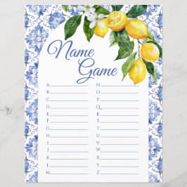Papier Carrelage bleu méditerranéen Citron Baby Showe Nom