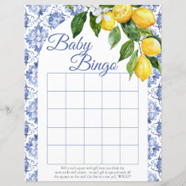 Papier Carrelage bleu méditerranéen Citron Baby shower Bi
