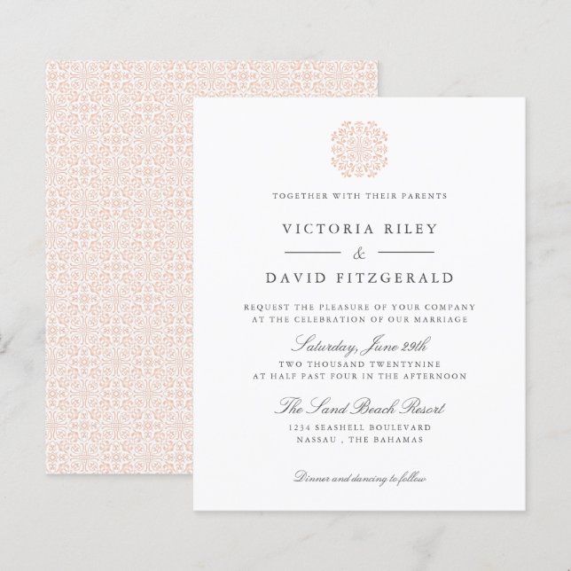 Papier Carrelage chic élégant mariage économique intempor (Devant / Derrière)