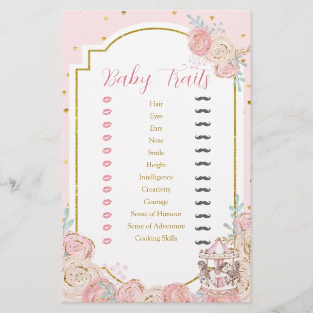 Papier Carrousel magique rose et or (Devant)