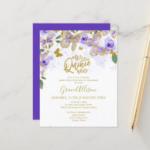 Papier Cartel de Presupuesto de Mariposa para Quinceañera